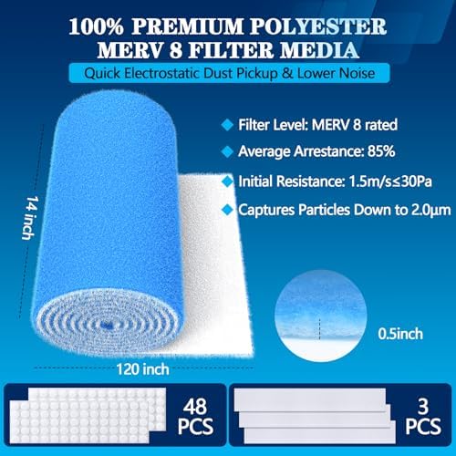 MERV 8 Air Vent Filters, 14" x 120"Cut to Fit Air Filter Material - Image 3