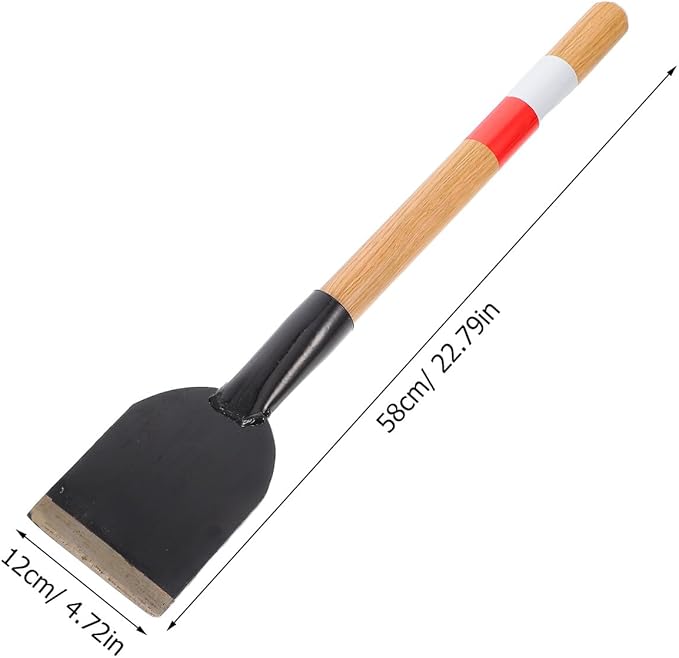 Railway Snow Scraper Shovel with Long Wooden Handle 12" Wide Metal Blade for Winter Snow and Ice Removal Outdoor Yard and Driveway Cleaning Tool