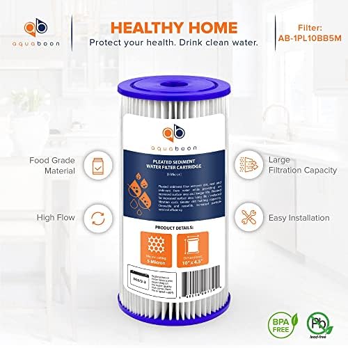 Aquaboon 5 Micron 10 x 4.5 Pleated Sediment Water Filter Cartridge 20-Pack - Image 4