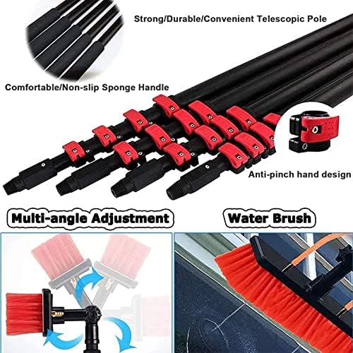 Water Fed Pole Telescopic Outdoor Window Cleaner, Conservatory Roof Cleaner/Water Fed Extendable Brush/Window Clean Kit Roof Cleaning Tools with 20m Water Supply Hose,18FT/5.4M