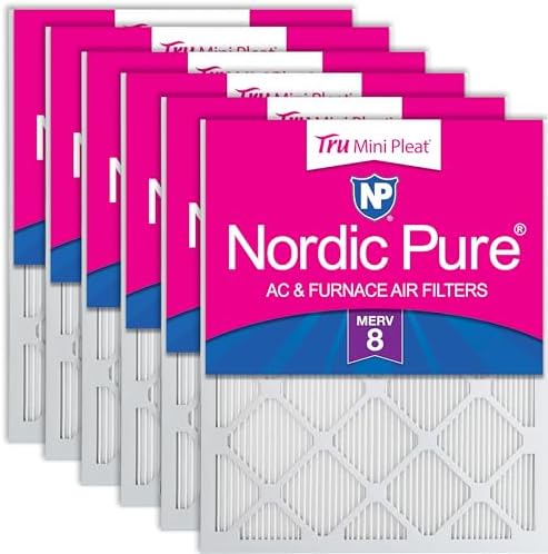 Nordic Pure 16x20x1 Tru Mini Pleat MERV 8 AC Furnace Air Filters 6 Pack by NordicPure