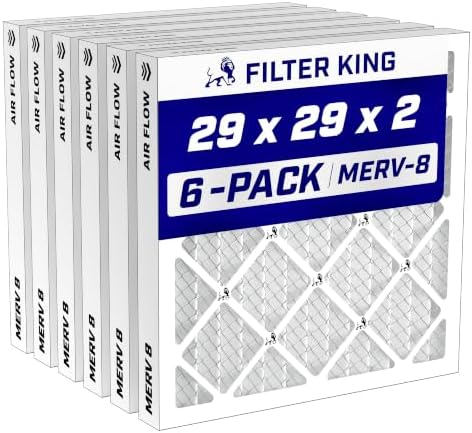 Filter King 29x29x2 Air Filter MERV 8, AC Furnace Filters (6-Pack) by FilterKing