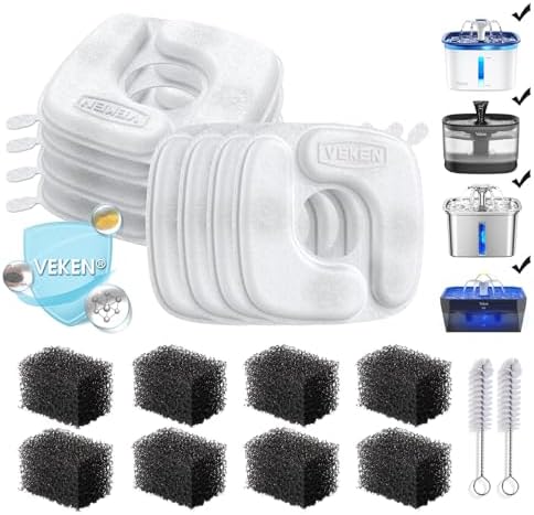 Veken Cat Water Fountain Filters, F1 Series, 8 Pack Replacement Filters by Veken