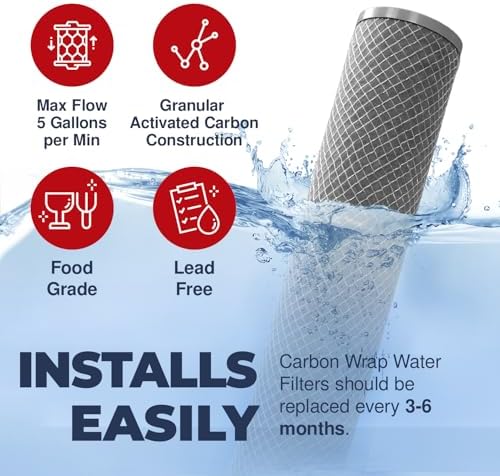American Made, 5 Micron 2.5" x 10" Whole House CTO Carbon Sediment Water Filter Cartridge Compatible with DuPont WFPFC8002, WFPFC9001, WHCF-WHWC, FXWTC, C1, NCP-10 Made in USA, Pack of 4 - Image 3