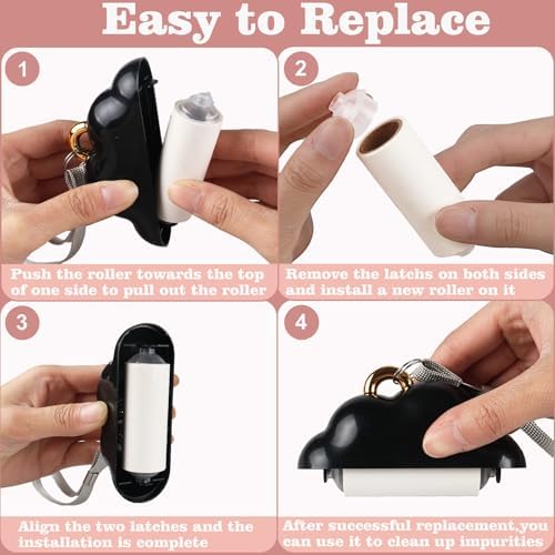 Mini Travel Size Reusable Lint Roller for Clothes & Pets, 150 Refillable Sheets (Black) - Image 7