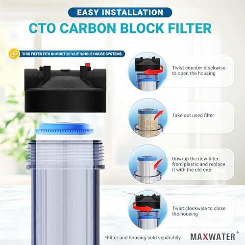 5 Micron 20" x 2.5" CTO Carbon Block Filter Replacement Cartridge Slim BB Whole House Water Filtration System | Compatible With FLTWH2025C05, C1-20, CB-25-2005, 155597-43, SP-EP-20 (1 Pack) - Image 5