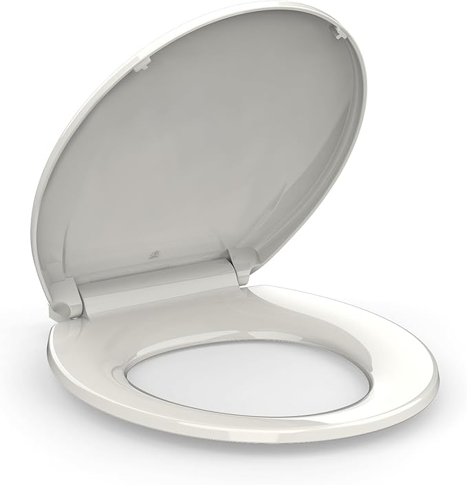 Slow Close & Quiet Commercial Toilet Seat 17" Round – Quick-Release Hinges, Durable Polypropylene, Grip-Tight Bumpers, Mark-Resistant, Soft Close Lid, Easy Install & Clean, for Business