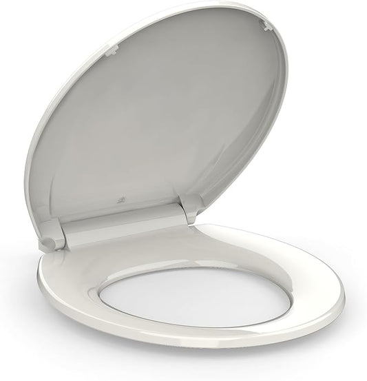 Slow Close & Quiet Commercial Toilet Seat 17" Round – Quick-Release Hinges, Durable Polypropylene, Grip-Tight Bumpers, Mark-Resistant, Soft Close Lid, Easy Install & Clean, for Business
