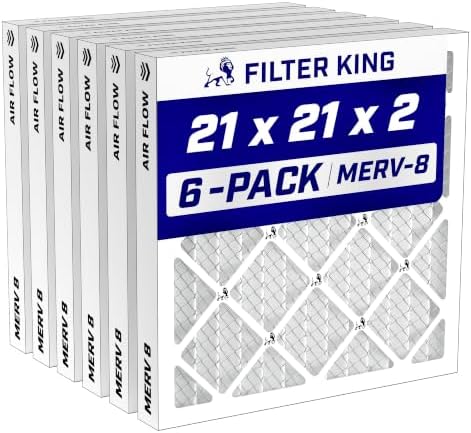 Filter King 21x21x2 Air Filter MERV 8, AC Furnace Filters (6-Pack) by FilterKing