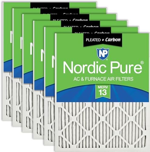 Nordic Pure 18x24x1 Pleated MERV 13 Plus Carbon Air Filters 6 Pack by NordicPure