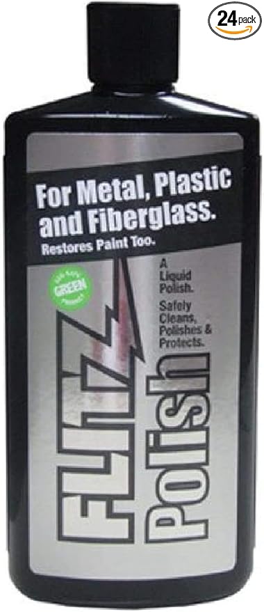 Flitz Multi Purpose Metal Polish Liquid - 7.6oz Bottle of USA-Made Tarnish Remover - For Aluminum, Chrome, Brass, Nickel, Silver - Non-Abrasive Metal Cleaner and Polish, Restorer (24 Pack)