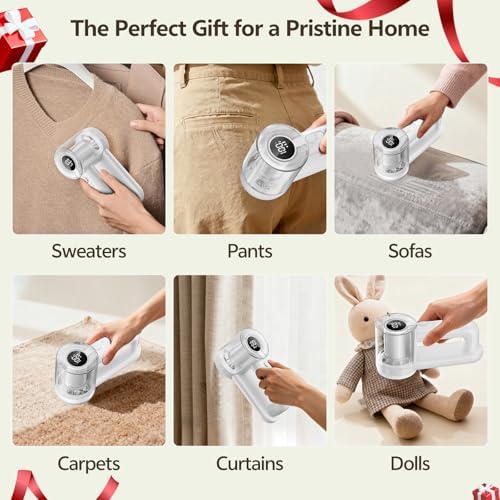 Rechargeable Fabric Shaver, 2-in-1 Lint Remover with 6-Blade | For sweaters, blankets, coats and cloth upholstery, with 200ml container, LED display, USB-C charging and 3 speeds - Image 7