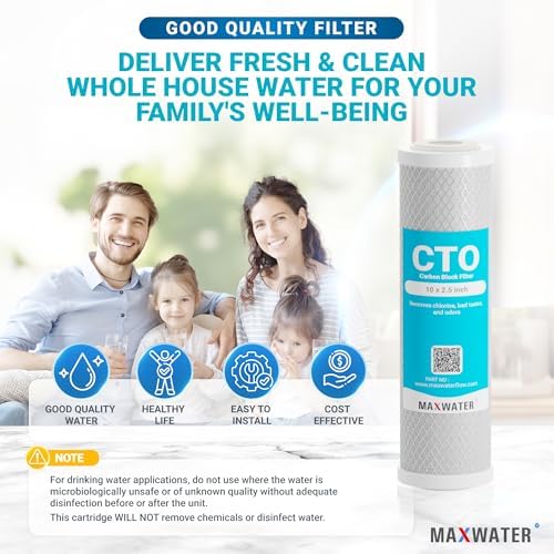Max Water CTO 5 Micron, 10"x2.5" Replacement Filter Cartridge | Coconut Shell Carbon Block for Whole House Water Filtration System | Compatible with WFPFC8002, FXWTC, WHEF-WHWC, AMZN-SCWH-5-2 Pack - Image 6