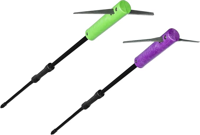 BICRACKIE Stand-Up Crack Weeding Tool with 60" Steel Pole; Steel Blade with 2-Sized, 5" Tapered Ends for Driveways, Patios, Sidewalks, Pavers to Remove Weeds Easily; Made in USA