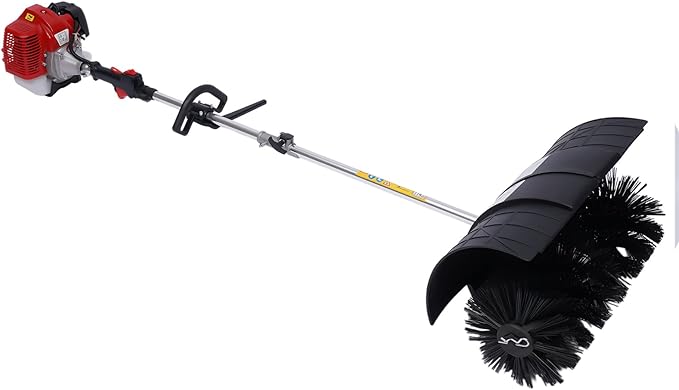 Gas Handheld Sweeper,Outdoor Hand Held Gas Power Broom,52cc 2Stroke Gasoline Power Broom Walk Behind Sweeper Cleaning Driveway Tools High Performance Cleaner (B)