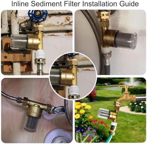 DR02 Reusable Washer Water Filter, 40 Micron Brass Sediment Filter, For Washing Machine, Heater, Garden, RV, Protecting Appliances, Reduces Clothes Yellowing, Anti Scale Shower Filter - Image 3
