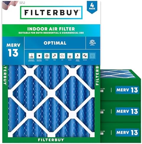 Filterbuy 18x20x4 Air Filter MERV 13 Smoke & Allergy Defense (4-Pack) by Filterbuy