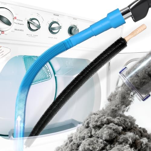 Holikme Dryer Vent Cleaner Kit 2Pack - Lint Vacuum Attachment & Brush | Blue Dryer Vent Vacuum Hose Attachment & Brush Reach Deep Traps - Remove Hidden Lint, Speed Drying & Reduce Fire Risk by Holikme