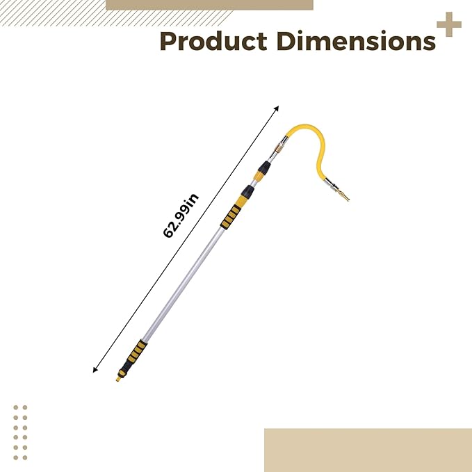 Gutter Cleaning Tool 1.6M / 62.9 in Extendable, Wand Adjustable Roof and Gutter, Bendable Head, Water Gun Interface High-Pressure, Lightweight, Ergonomic Design for Easy Cleaning