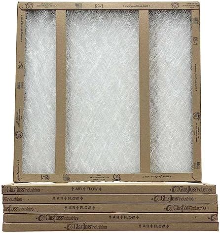22x22x1 Fiberglass Air Filters, 6-Pack, AC & Furnace, Glasfloss by Glasfloss