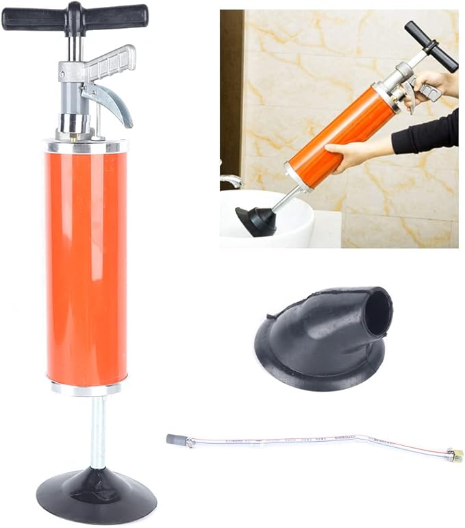 General High Pressure Pipe Cleaner, Clean Water Ram 4'' Rubber Cone Drain Cleaning Tools, Manual Pneumatic Pipe Dredge Equipment, For Bath Toilets Bathroom Shower Kitchen Clogged Pipe