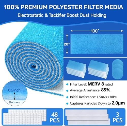 Air Vent Filters,20"x100"Cut to Fit Air Filter Material (80+Filters),MERV 8 Electrostatic Air Vent Filter for Home Floor, Grilles, Ceiling, HVAC Furnace Vents, With 48PCs Adhesive Hook Tape - Image 2