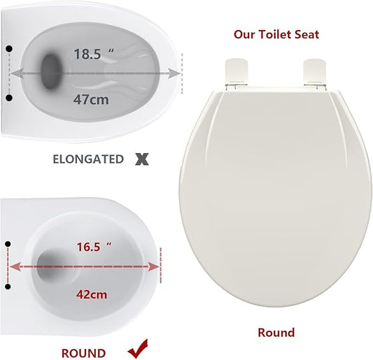 Slow Close & Quiet Commercial Toilet Seat 17" Round – Quick-Release Hinges, Durable Polypropylene, Grip-Tight Bumpers, Mark-Resistant, Soft Close Lid, Easy Install & Clean, for Business