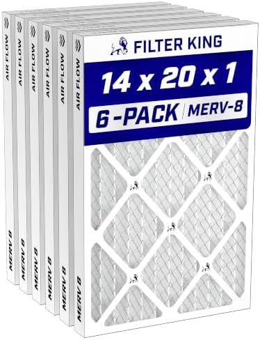 Filter King 14x20x1 Air Filter MERV 8, AC Furnace Filters (6-Pack) by FilterKing