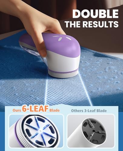 POPCHOSE Fabric Shaver, Lint Shaver with 6-Leaf Blade, Rechargeable | Lint Remover with Type-C Fast Charing Port, Sweater Defuzzer, Clothes Shaver for Couch, Furniture, Blanket, Remove Pilling - Image 2