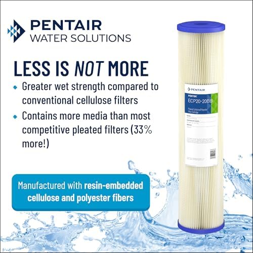 Pentair Pentek ECP50-20BB Big Blue Sediment Water Filter, 20-Inch, Whole House Pleated Cellulose Polyester Cartridge, 20" x 4.5", Yellow End-Cap, 50 Micron - Image 2