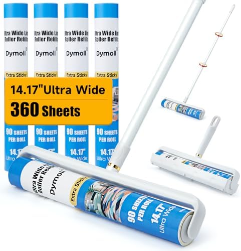 Dymoll 14.17" Large Lint Rollers for Pet Hair Extra Sticky, 360 Sheets Roller with Long Handle for Cleaning Carpets, Clothing, Couch, Furniture Wall Cleaner Mop Dust Remover by DYMOLL
