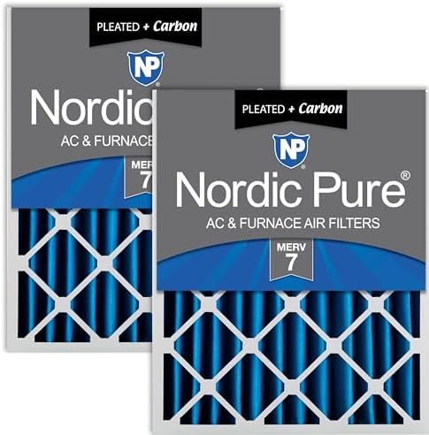 Nordic Pure 20x25x4 Pleated MERV 7 Plus Carbon Air Filters 2 Pack by NordicPure