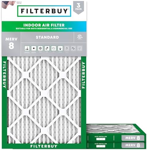 Filterbuy 11.25x23.25x1 Air Filter MERV 8 Dust & Allergy Defense (3-Pack) by Filterbuy
