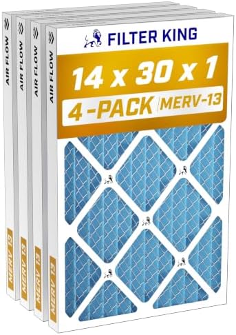 Filter King 14x30x1 Air Filter MERV 13, AC Furnace Filters (4-Pack) by FilterKing