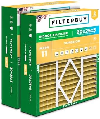 Filterbuy 20x25x5 Air Filter MERV 11 Pet & Allergy Defense (2-Pack) by Filterbuy