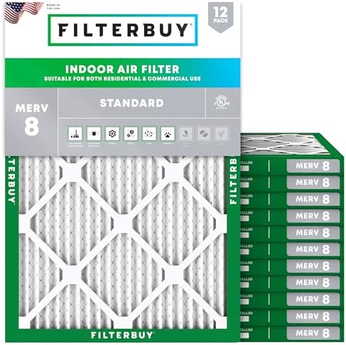 Filterbuy 17x21x1 Air Filter MERV 8 Dust & Allergy Defense (12-Pack) by Filterbuy