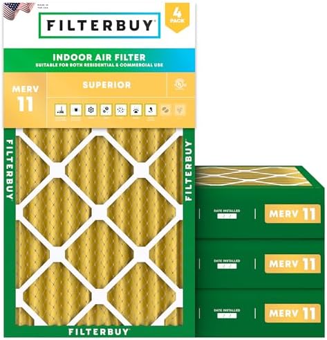 Filterbuy 20x30x4 Air Filter MERV 11 Pet & Allergy Defense (4-Pack) by Filterbuy