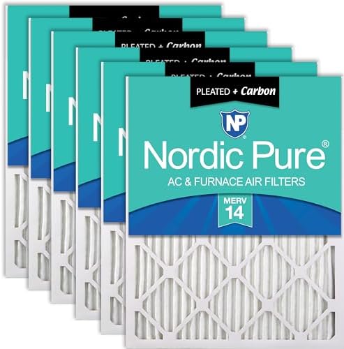 Nordic Pure 18x24x1 Pleated MERV 14 Plus Carbon Air Filters 6 Pack by NordicPure