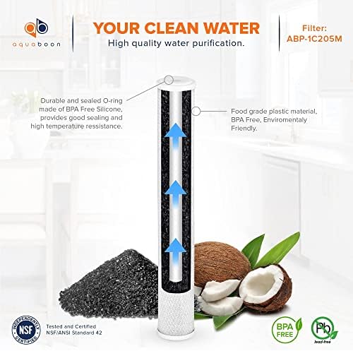 Aquaboon Premium 5 Micron Carbon Filter 20 x 2.5 CTO Activated Carbon Water Filter Replacement Cartridge Compatible with EP-20, CB-25-2005, 4-Pack - Image 5
