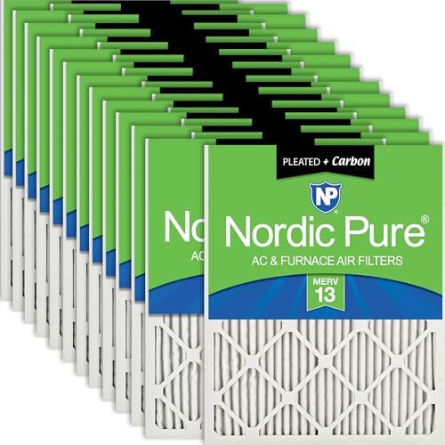 Nordic Pure 20x20x1 Pleated MERV 13 Plus Carbon Air Filters 24 Pack by NordicPure