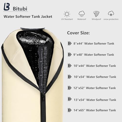 Bitubi Water Softener Neoprene Sweat Jacket, Outdoor Water Softener and Filter Tank Cover to Prevent Sweating, Water Softener Insulated Cover (12x52, Beige) - Image 2