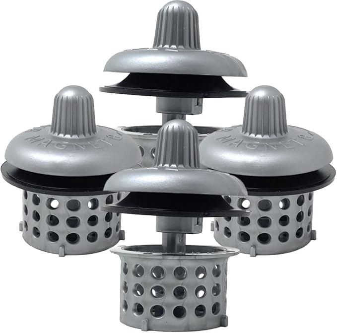 Hair Magnet 2.0 3-in-1 Bathtub Hair Catcher, Tub Stopper & Cleaning Tool – Drain Protector/Strainer Fits 1.5”–1.75” Bath – World’s Only Hair Trap w/Magnet Plug & Hair Remover, Prevent Costly Clogs (4)
