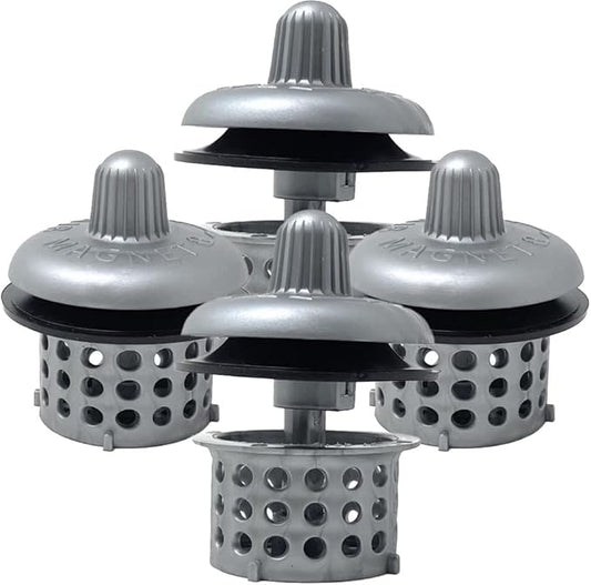 Hair Magnet 2.0 3-in-1 Bathtub Hair Catcher, Tub Stopper & Cleaning Tool – Drain Protector/Strainer Fits 1.5”–1.75” Bath – World’s Only Hair Trap w/Magnet Plug & Hair Remover, Prevent Costly Clogs (4)