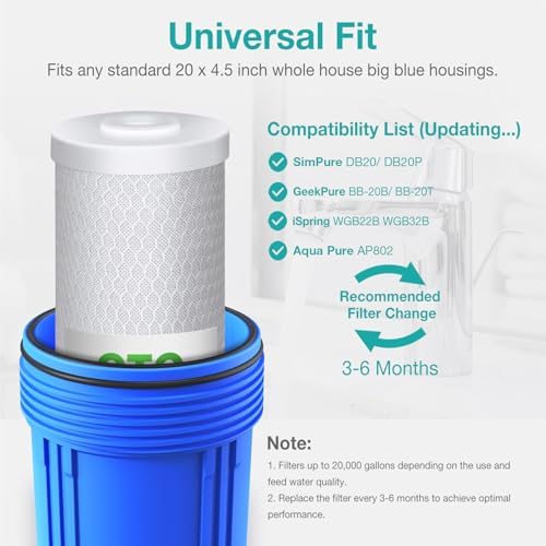 SimPure 5 Micron 20" x 4.5" CTO Carbon Whole House Water Filter Cartridge - Image 4