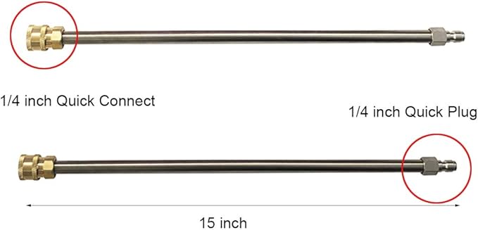 15 Inch Pressure Washer Surface Cleaner, with 2 Extension Wand 1/4" Quick Connect 3600 PSI Power Washer