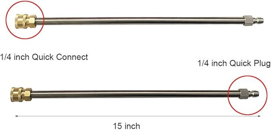 15 Inch Pressure Washer Surface Cleaner, with 2 Extension Wand 1/4" Quick Connect 3600 PSI Power Washer