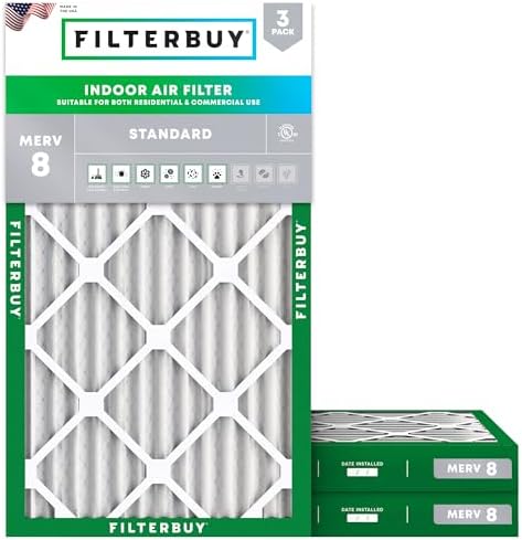 Filterbuy 14x30x2 Air Filter MERV 8 Dust & Allergy Defense (3-Pack) by Filterbuy