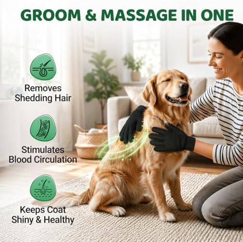 Pet Hair Remover Roller with 2 Grooming Gloves ?€? Reusable Lint Remover for Dogs and Cats (Green) - Image 3