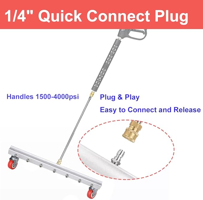 39 inch Water Broom Pressure Washer Surface Cleaner 4000 Psi Power Broom Sweeper with 7 Nozzles 2 Extension Wand for Concrete Driveway Sidewalk Deck, Roof Floor Cleaning (39 INCH)