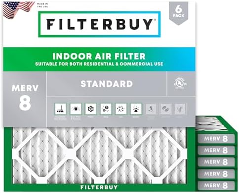 Filterbuy 23x23x1 Air Filter MERV 8 Dust & Allergy Defense (6-Pack) by Filterbuy